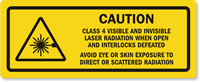 Class 4 Visible Invisible Laser Radiation Label