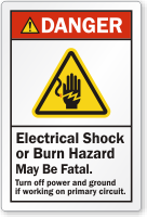Electrical Shock Burn Hazard May Be Fatal Label