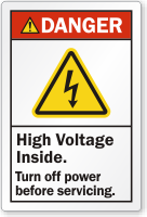 High Voltage Inside Turn Off Power Danger Label