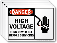 High Voltage Turn Off Power Before Servicing Label