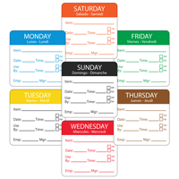 Water Soluble Labels with Days of the Week