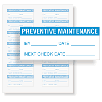 Preventive Maintenance Label: By/Date/Next - Blue