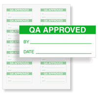 QA Approved Calibration Labels, Green On White