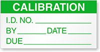 Calibration: ID#/By/Date/Due   Green