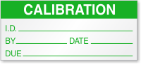 Calibration I.D. By, Date, Due Label