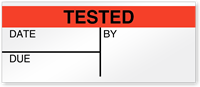 Tested Date Due By Write-On Quality Control Label