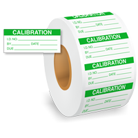 Calibration Label Roll, Green on White