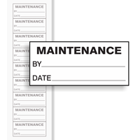Maintenance Labels. Black On White