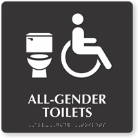 All Gender Toilets TactileTouch Handicap Sign with Braille
