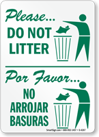 Please Do Not Litter Sign Bilingual