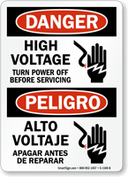 High Voltage Turn Power Off Before Servicing Sign