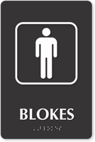 Blokes TactileTouch Braille Australian Humorous Restroom Sign