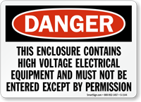 High Voltage Electrical Equipment Enter By Permission Sign