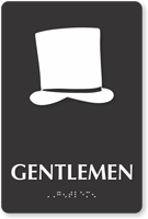 Gentlemen Hat Braille Restroom Sign