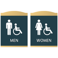 Men and Women Restroom Sign With Braille And Accessible Pictograms