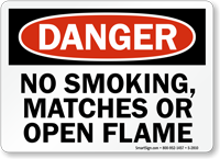 Danger No Smoking Matches Sign