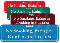 No Smoking Eating Or Drinking Sign