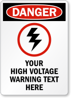 Customizable Danger High Voltage Warning Sign