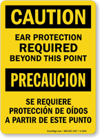 Bilingual Ear Protection Required Sign Caution / Precaucion