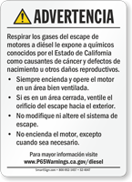 Diesel Engine Exposure Prop 65 Sign