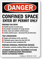 Danger Confined Space Permit Only Sign