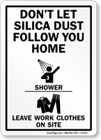 Shower Leave Work Clothes On Site Silica Sign