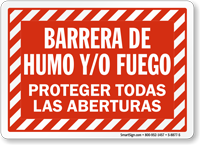 Spanish Barrera De Humo Y/O Fuego Sign