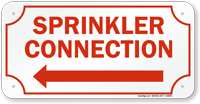 Sprinkler Connection Left Arrow Sign