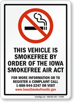 This Vehicle Is Smokefree By Order Sign