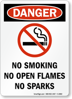 Danger No Smoking No Open Flames Sign