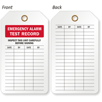 Emergency Alarm Test Record Inspection, Status 2 Sided Tag