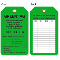 Scaffold Is Safe For Craft Work Green Tag