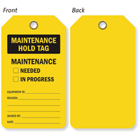  2 Sided Maintenance Hold Inspection, Status Record Tag