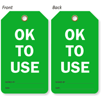 OK To Use Cylinder Status 2 Sided Tag