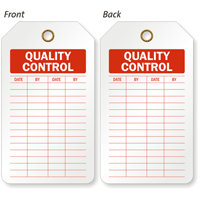 Quality Control 2 Sided Inspection and Status Record Tag