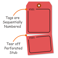 Blank - Red Numbered Tag with Tear-Stub