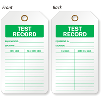 Test Record Inspection and Status Record Tag (2 Sided)