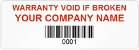 Tamper Labels, Warranty Void Company Name with Bardcode