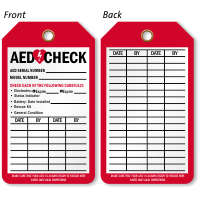 2 Sided AED Check Inspection Tags