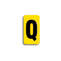 Character Black on Yellow "Q" For Horizontal Mounting Holder