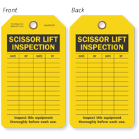 Scissor Lift Inspection Forklift Inspection Tag