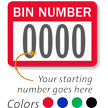 BIN NUMBER Label, numbering, pack of 1000