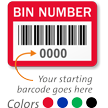BIN NUMBER Label, barcode, pack of 1000