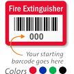 FIRE EXTINGUISHER, with barcode numbering