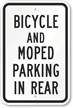 Bicycle And Moped Parking In Rear Sign