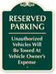 Reserved Parking Unauthorized Vehicles Towed Sign