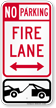 Bidirectional Fire Lane, No Parking Sign
