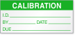 Calibration I.D. By, Date, Due Label