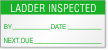 Ladder Inspected By, Date, Next Due Calibration Label