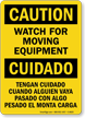 Bilingual Caution Moving Equipment Sign